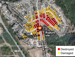 Impact Area – Natural Gas Transmission Pipeline Explosion – San Bruno, CA